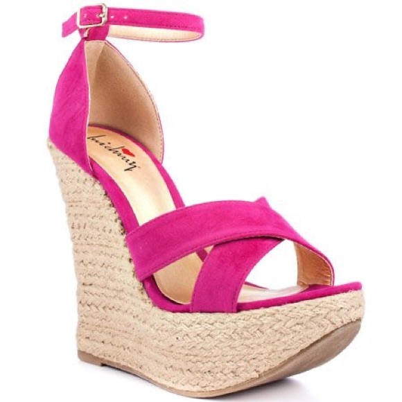 Luichiny Re Lax Fuchsia Suede Wedges - Size 7/37 - Picture 1 of 8